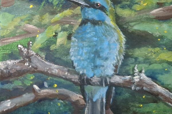 acrylic painting of blue bird