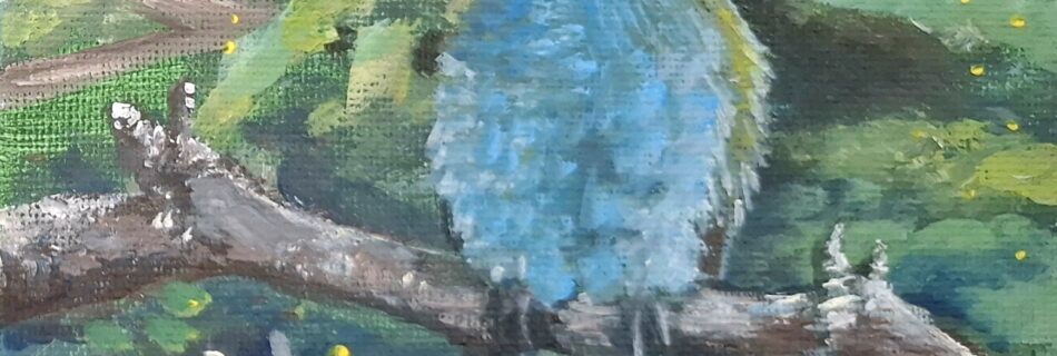 acrylic painting of blue bird