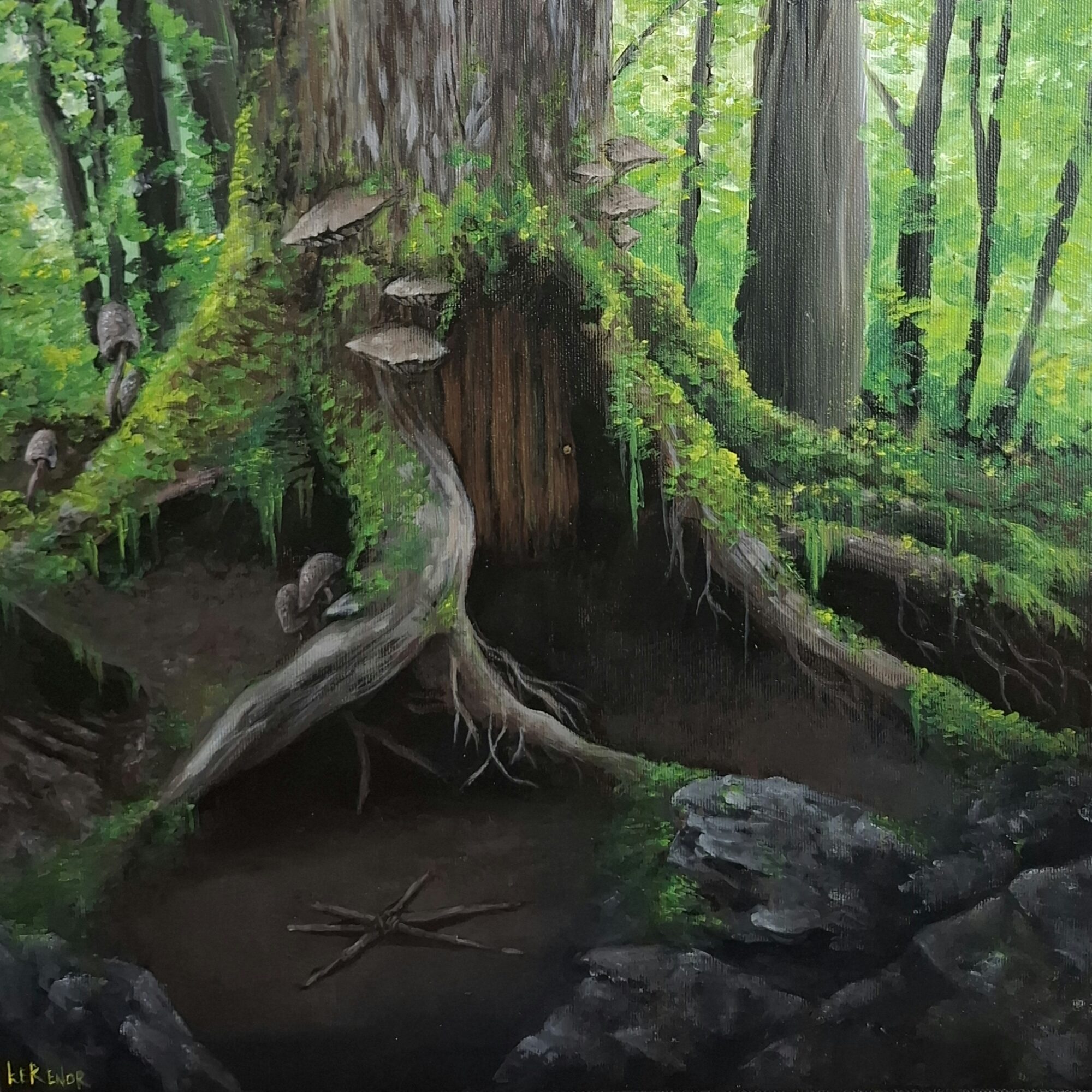 painting of a forest faeries residence