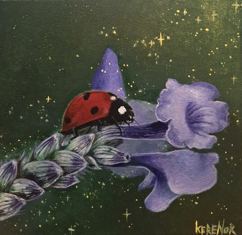 painting of a ladybug on a flower