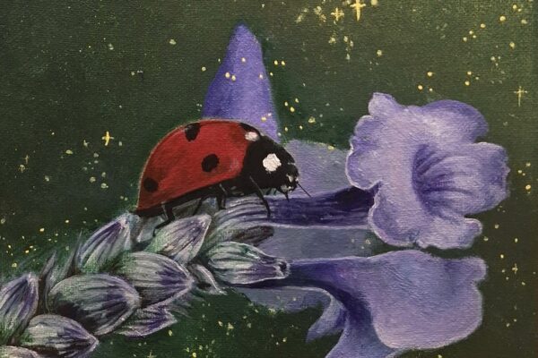painting of a ladybug on a flower