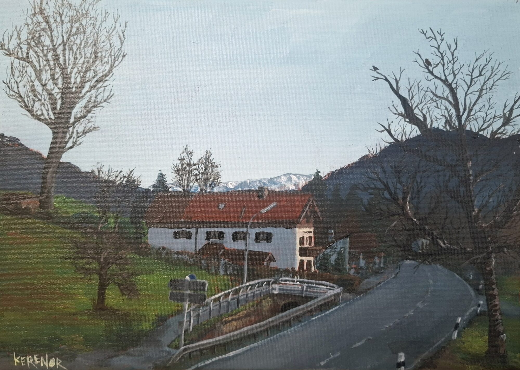 painting of quiet scenery at the outskirts of Gmund am Tegernsee