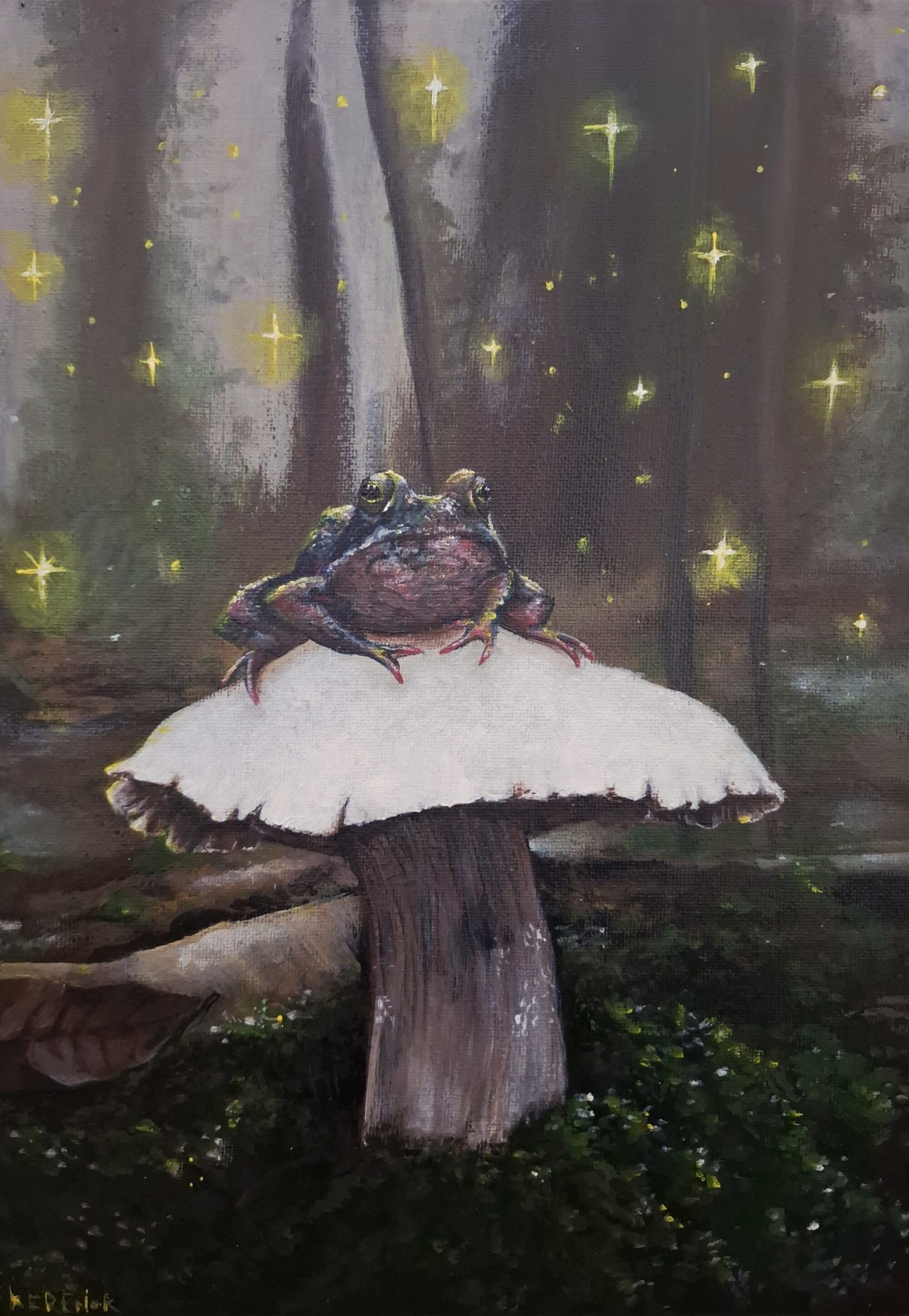 painting of a royal frog awaiting their princess
