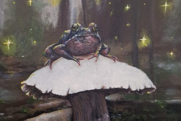 painting of a royal frog awaiting their princess