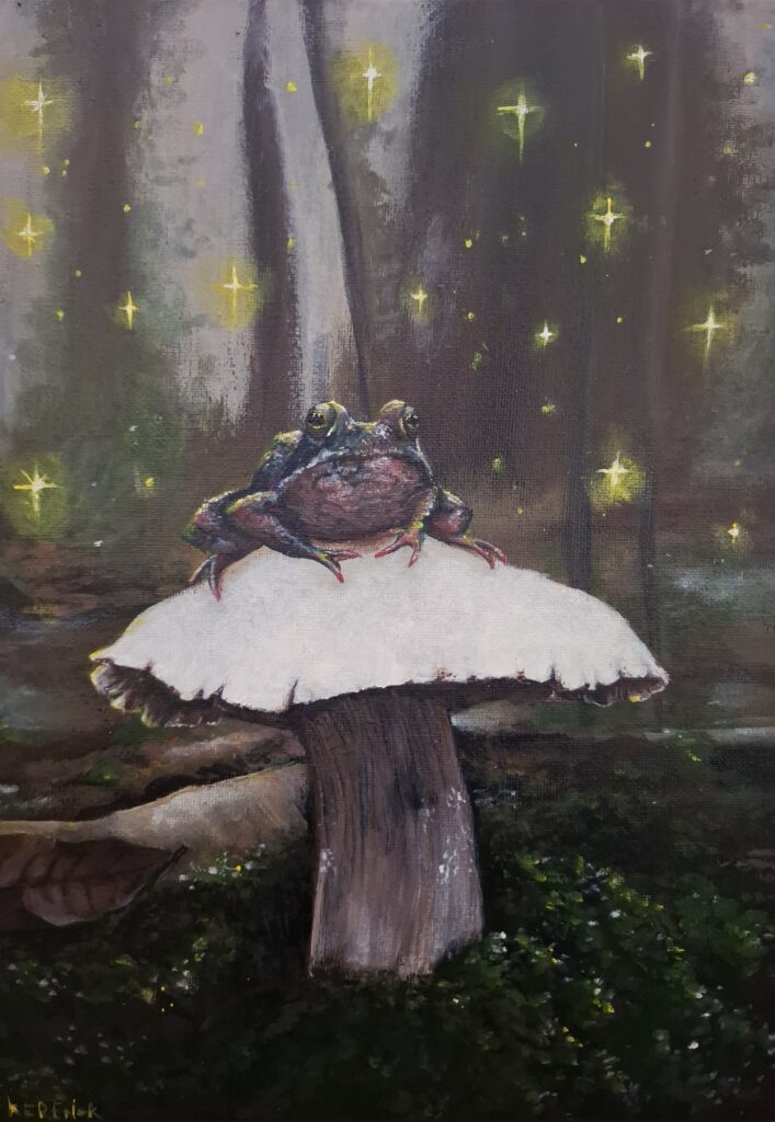 painting of a royal frog awaiting their princess