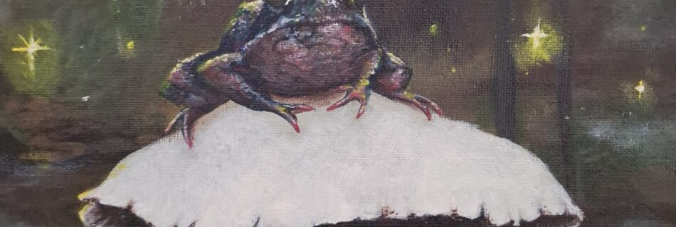 painting of a royal frog awaiting their princess