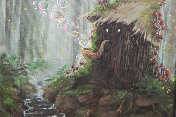 We have all the time - acrylic painting of wood folklore creature