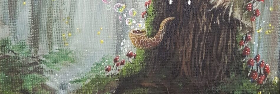 We have all the time - acrylic painting of wood folklore creature