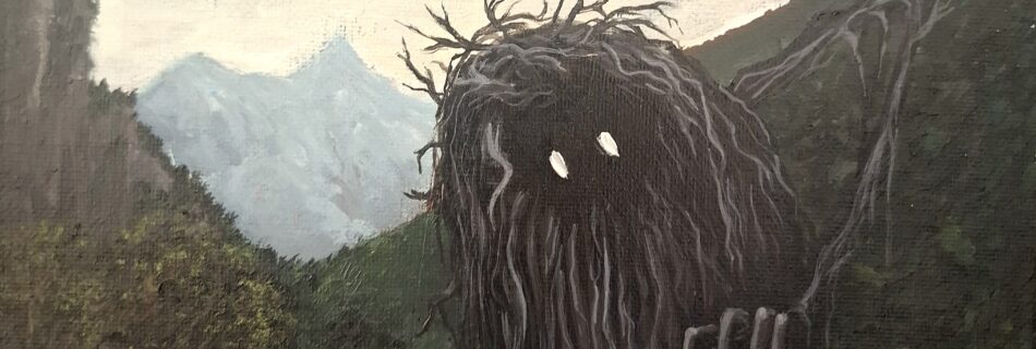 Korenh - acrylic painting of folklore creature in the woods